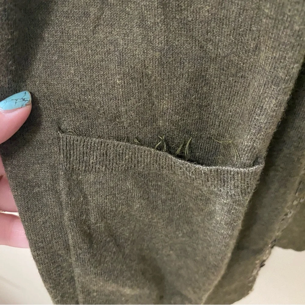 Eileen Fisher cardigan women's size xl knit sequin green open front cashmere